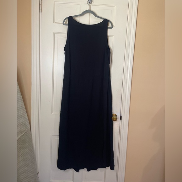 J. Jill Button Down Sleeveless MIDI Shift Dress Black W/Drawstring Waist XL Tall - Picture 5 of 9